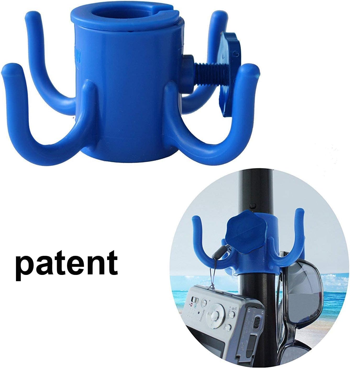 AMMSUN Beach Umbrella Hanging Hook,Beach Accessories,Blue | 4-prongs Plastic Umbrella Hook Hanging for Towels /Hats/Clothes/Camera/Sunglasses/ Bags,Fit for Beach,Camping Trips