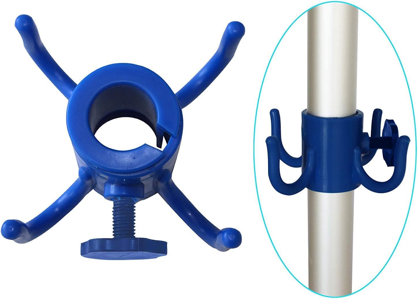 AMMSUN Beach Umbrella Hanging Hook,Beach Accessories,Blue | 4-prongs Plastic Umbrella Hook Hanging for Towels /Hats/Clothes/Camera/Sunglasses/ Bags,Fit for Beach,Camping Trips