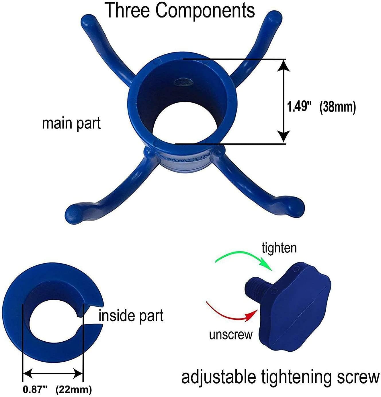 AMMSUN Beach Umbrella Hanging Hook,Beach Accessories,Blue | 4-prongs Plastic Umbrella Hook Hanging for Towels /Hats/Clothes/Camera/Sunglasses/ Bags,Fit for Beach,Camping Trips