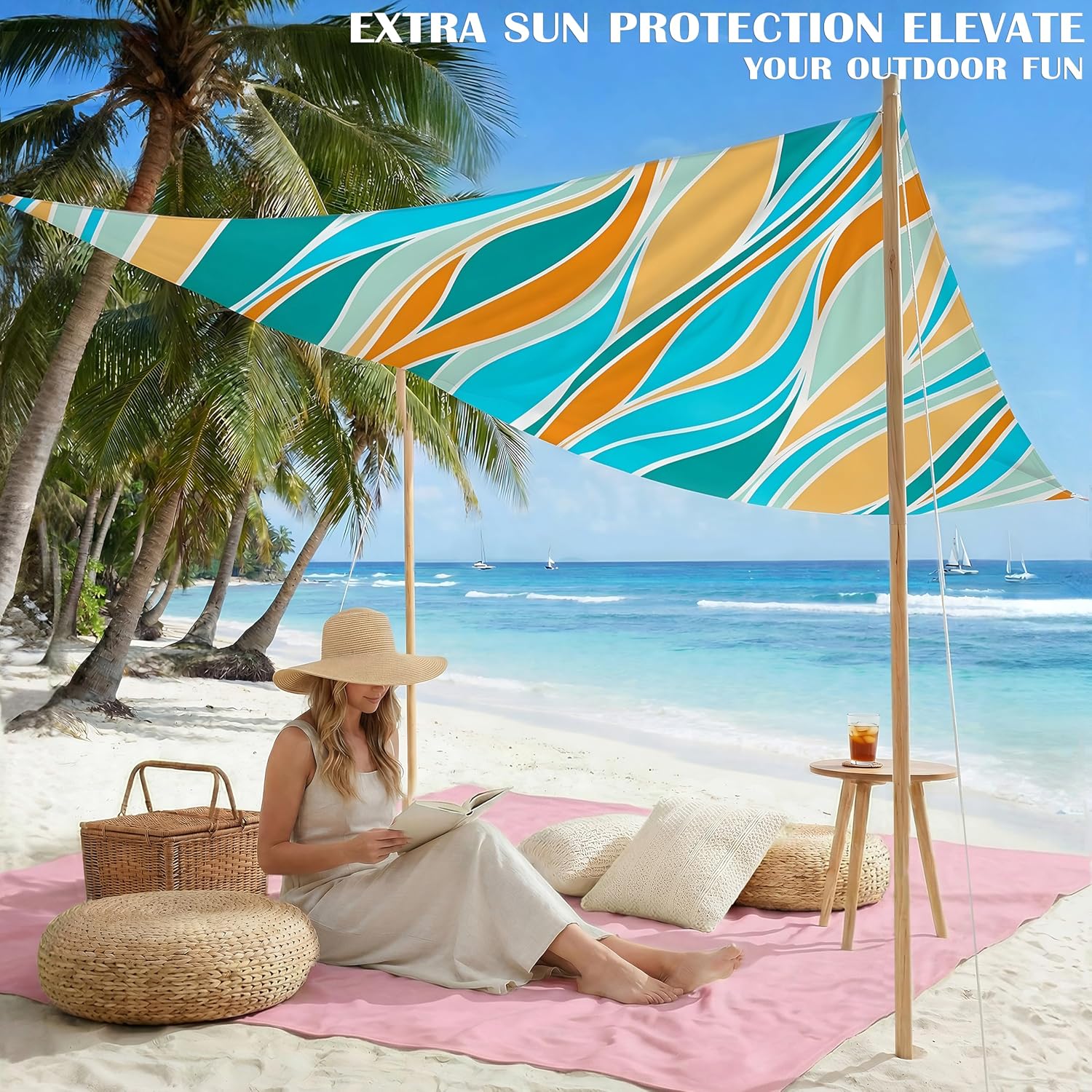 Beach Blanket Waterproof Sandproof 78''X81''/10'X9' Oversized Big Blanket | Sand Free Large Blanket for Beach,Waterproof Picnic Hiking Blankets with Stakes, Lightweight Foldable Beach Towel Accessories