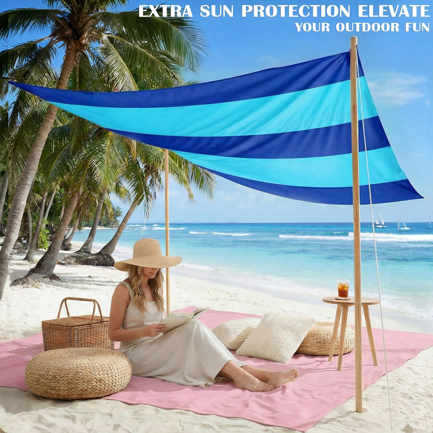 Beach Blanket Waterproof Sandproof 78''X81''/10'X9' Oversized Big Blanket | Sand Free Large Blanket for Beach,Waterproof Picnic Hiking Blankets with Stakes, Lightweight Foldable Beach Towel Accessories
