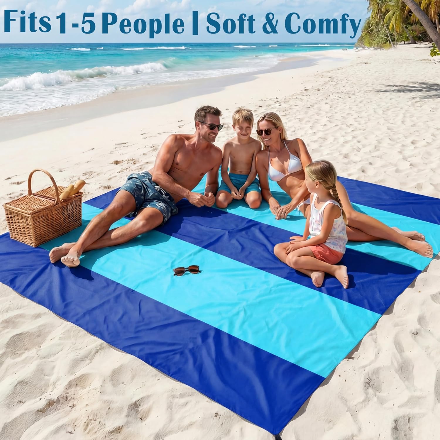 Beach Blanket Waterproof Sandproof 78''X81''/10'X9' Oversized Big Blanket | Sand Free Large Blanket for Beach,Waterproof Picnic Hiking Blankets with Stakes, Lightweight Foldable Beach Towel Accessories