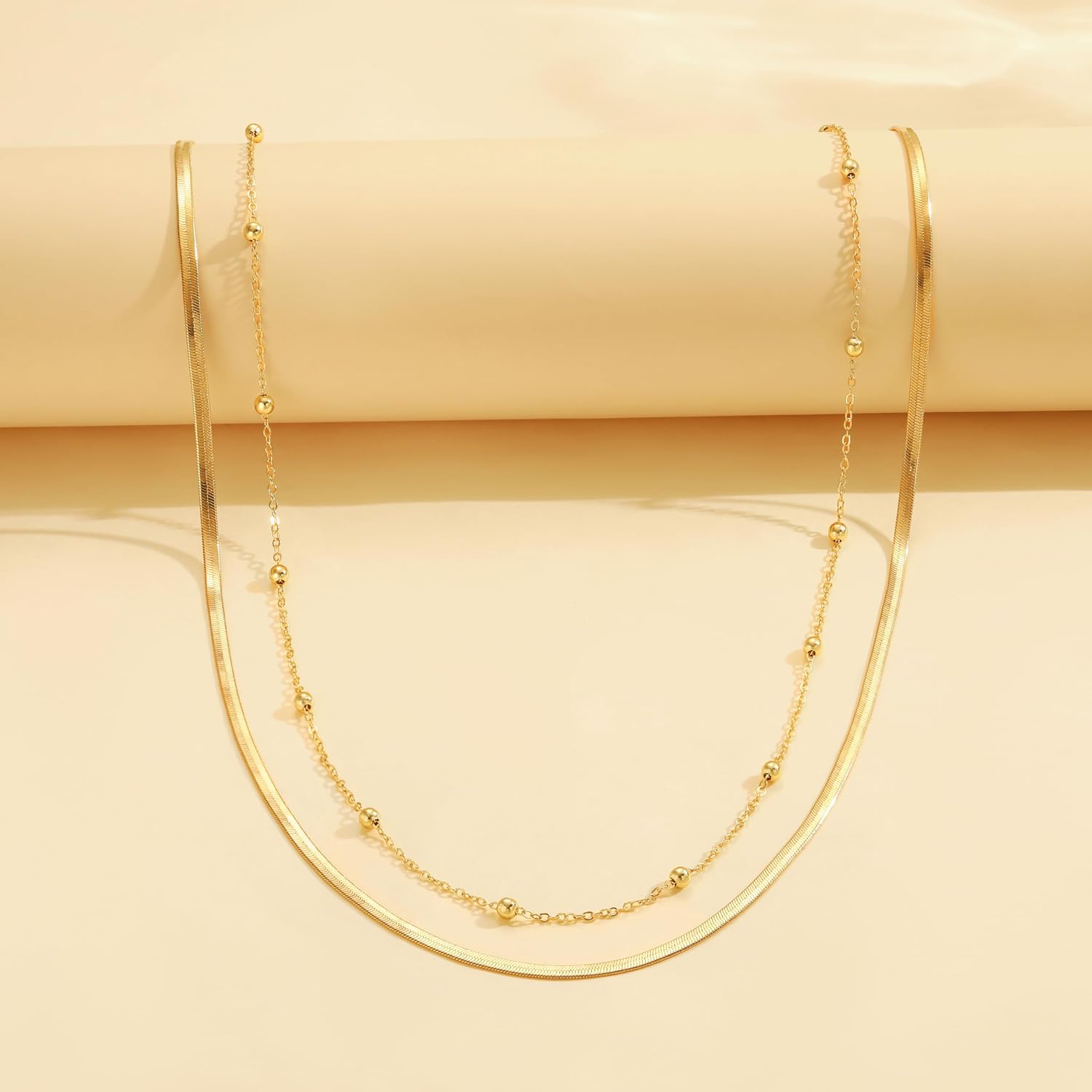 CHESKY 14K Gold Plated Waist Chain for Women, Layered Waist Beads | Silver Plated Gold Body Chains, Beach Summer, Waterproof Snake Belly Belt Chain, Festival Jewelry Accessories for Women