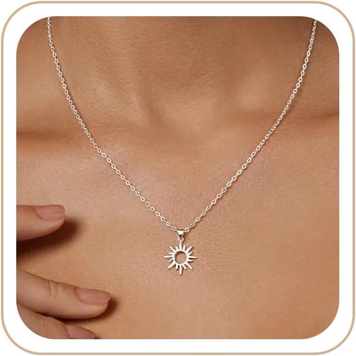 CHESKY Layered Necklaces for Women Trendy, Dainty 14k Gold Plated Pendant Necklace Layering Necklace for Women Non Tarnish Hypoallergenic Sun Gold Necklace Stack Gold Jewelry for Women Gifts