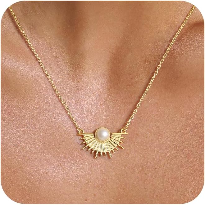CHESKY Layered Necklaces for Women Trendy, Dainty 14k Gold Plated Pendant Necklace Layering Necklace for Women Non Tarnish Hypoallergenic Sun Gold Necklace Stack Gold Jewelry for Women Gifts