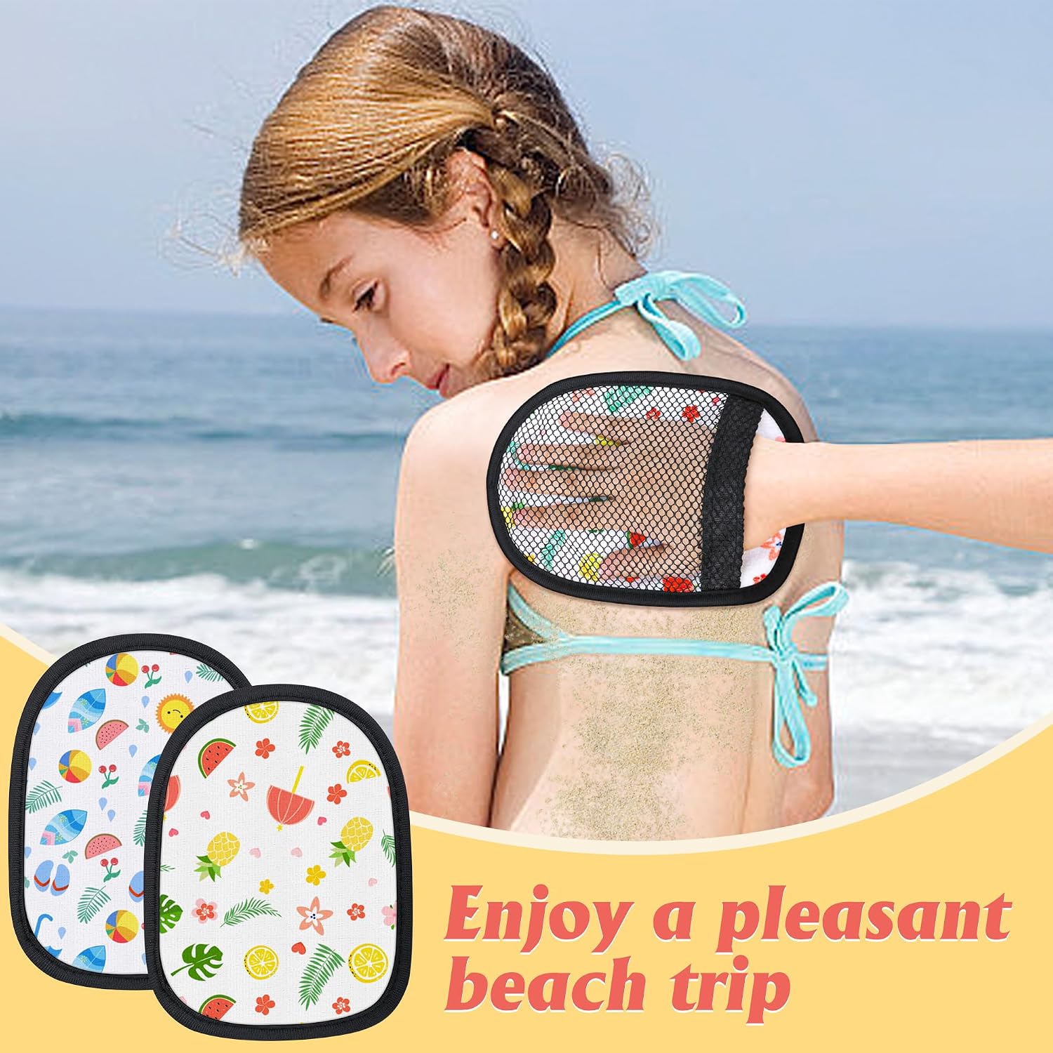 codree 2 Pcs Sand Wipe Off Mitts, Beach Theme Sand Remover for Beach | Beach Sand Remover Cleaner Mitts Bag, Beaches Travel Mitt for Outdoor Activities Volleyball Sandboxes