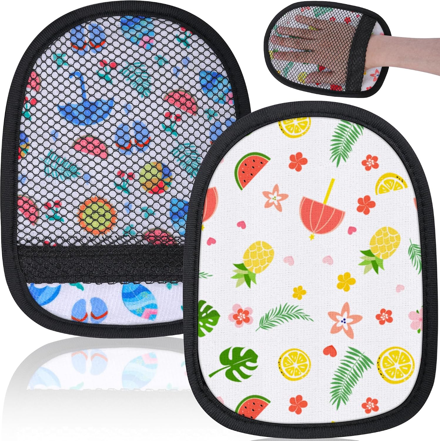 codree 2 Pcs Sand Wipe Off Mitts, Beach Theme Sand Remover for Beach | Beach Sand Remover Cleaner Mitts Bag, Beaches Travel Mitt for Outdoor Activities Volleyball Sandboxes