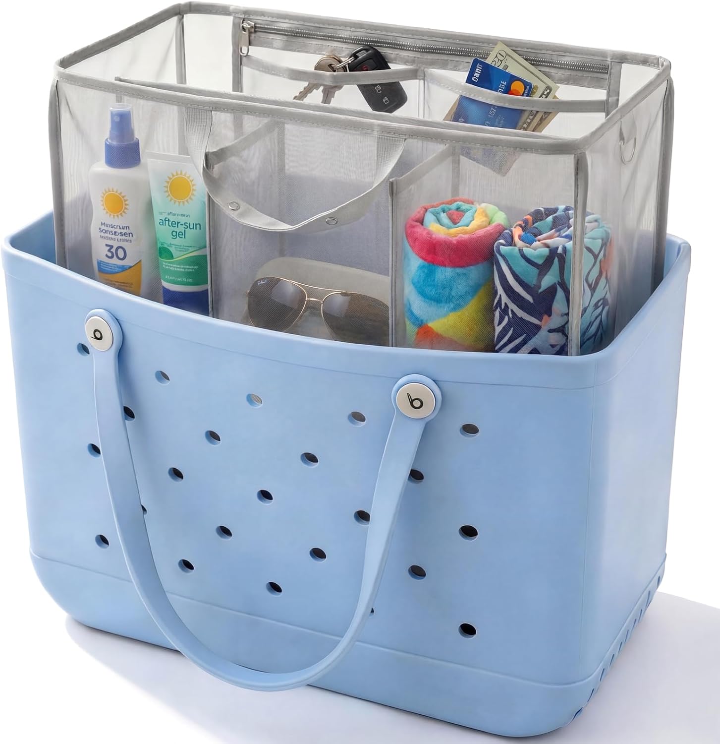 LETGO Beach Bag Organizer Compatible with X Large Bogg Bag Accessories Inserts,Lightweight Mesh Insert Divider Pouch for Original XL Bogg Bags,Beach Tote Bags Insert,Black,X-Large