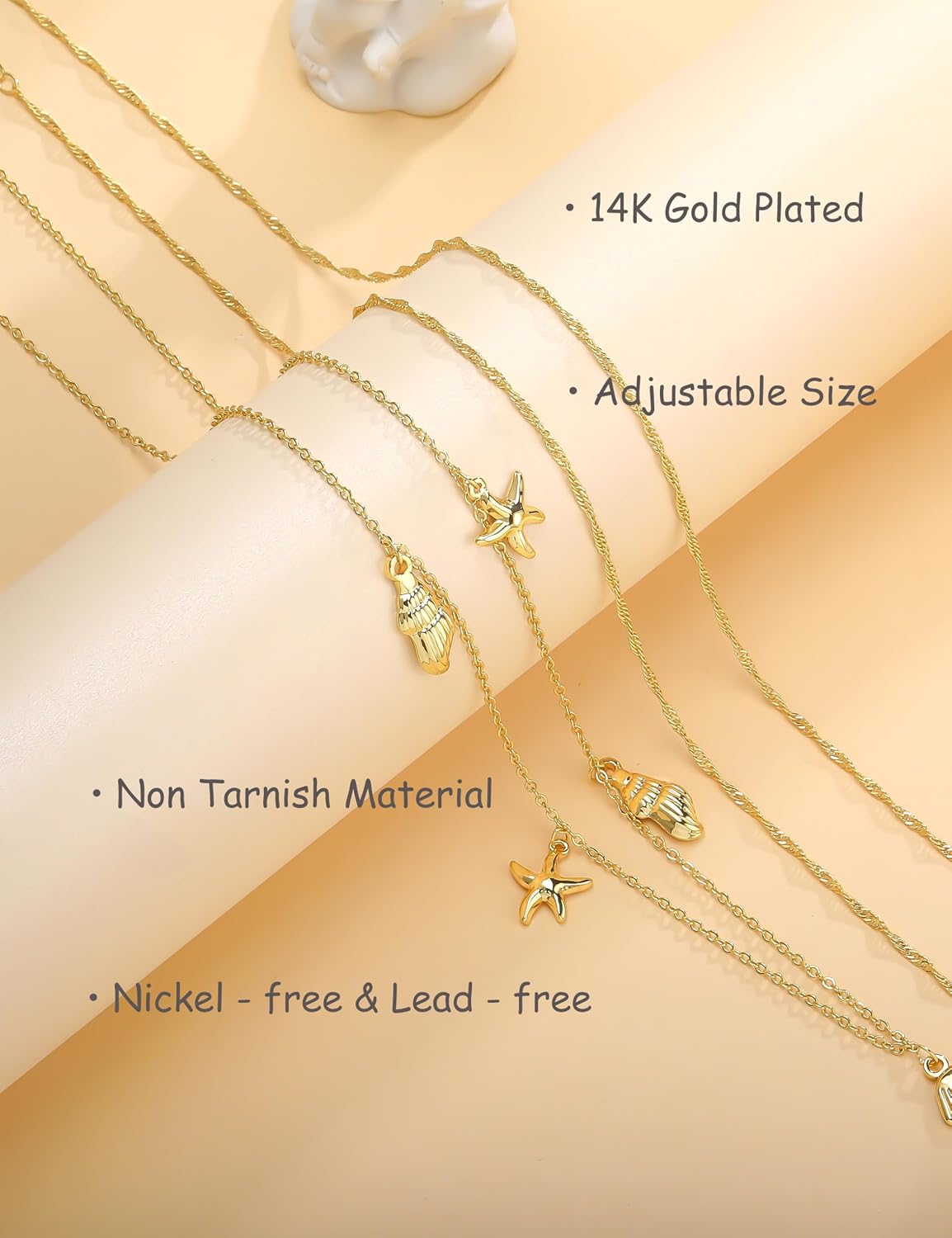 MOYAONE Waist Chain for Women Belly Chain Waist Beads Body Chain | 14K Gold Plated Chain Belts, Waterproof Non Tarnish Body Jewelry, Dainty Sexy Gift for Her, Layered Summer Beach Accessories